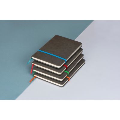 Блокнот Color линованный А5 в твердой обложке с резинкой, серый/синий-4