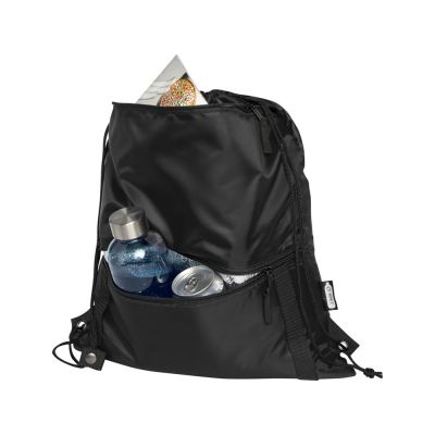 Изолированная сумка со шнурком Adventure объемом 9 л из переработанных материалов, соответствующих стандарту GRS, черный-3