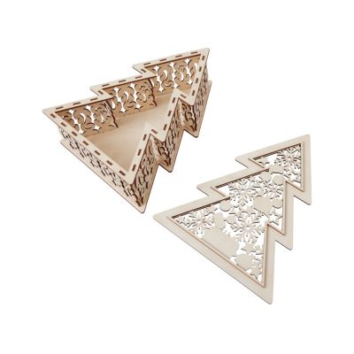 Шкатулка из фанеры в виде елки Firytale , серебристая-1