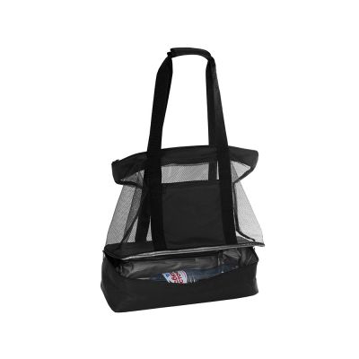 Сумка для шопинга и пляжа Coolmesh с изотермическим отделением внизу, черный-3