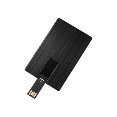 Флеш-карта USB 2.0 16 Gb в виде металлической карты Card Metal, черный-1