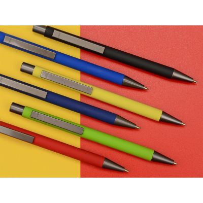 Ручка шариковая UMA STRAIGHT GUM soft-touch, с зеркальной гравировкой, синий-1