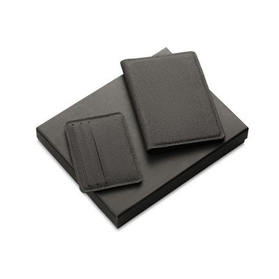 Подарочный набор Consul: обложка для паспорта и картхолдер, серый-0