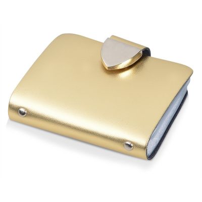 Визитница на 26 визиток, золотистая-0