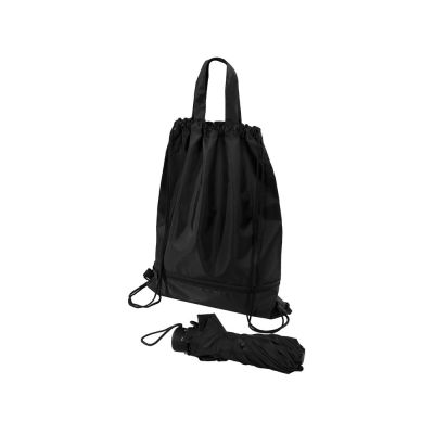 Зонт Picau из переработанного пластика в сумочке, черный-8