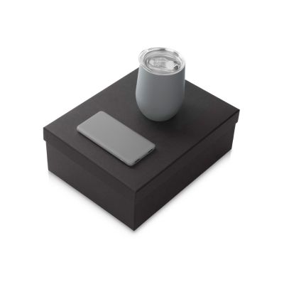 Подарочный набор с термокружкой и повербанком С1, 5000 mAh, серый-0