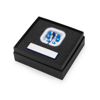 Подарочный набор Non-stop music с наушниками и зарядным устройством, синий-1