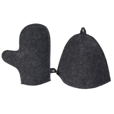 Банный набор из шапки и рукавицы Renew, серый-0