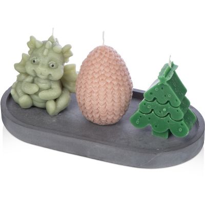 Свечи на подставке Дракон, яйцо дракона, елочка-0