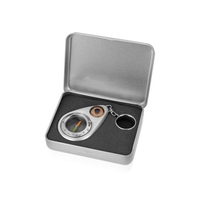 Брелок-компас с термометром, серебристый-1