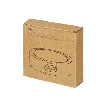 Набор костеров из пробки на подставке из пробки Krock-9