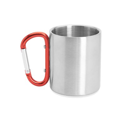 Кружка GUAYA с ручкой карабином, 230 мл, серебристый/красный-7