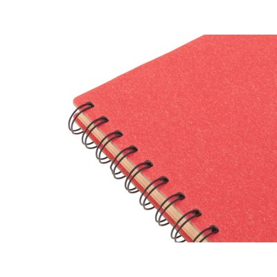 Блокнот на спирали в картонной обложке с переработанной бумагой Mania, красный-3