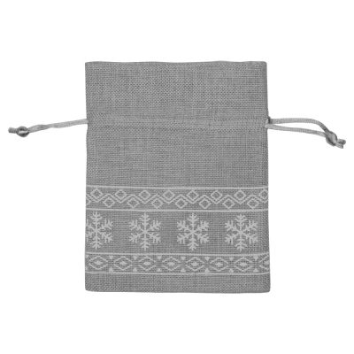 Мешочек подарочный новогодний, хлопок, малый, серый-1