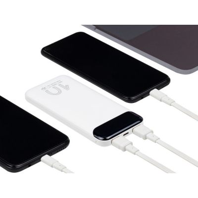 RIVACASE VA2540 (10 000mAh), QC/PD 20W внешний аккумулятор с дисплеем, белый 12/48-13