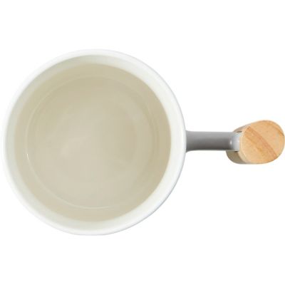 Кружка с ручкой и крышкой из каучукового дерева Jeny, серый-6