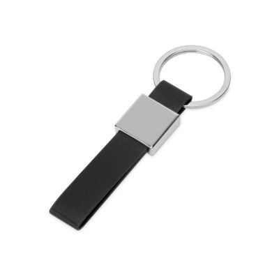 Брелок из металла и иск.кожи Strap, серебристый/черный-0