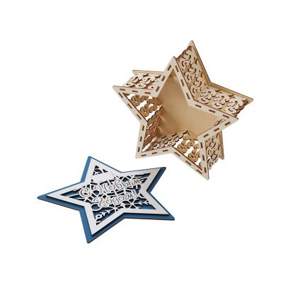Шкатулка из фанеры в виде звезды Asteris, сине-серебристый-8