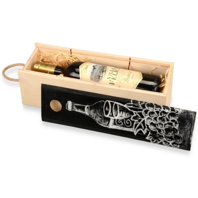 Пенал на 1 бутылку с грифельной крышкой, натуральный-2