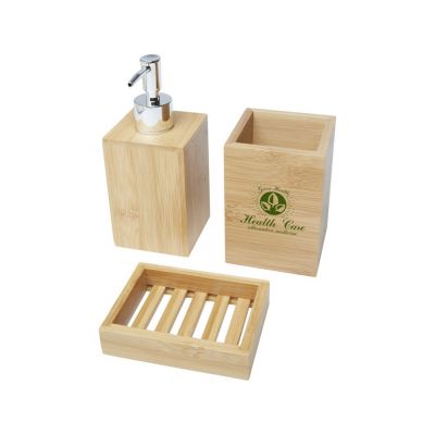 Набор из 3 аксессуаров из бамбука для ванной комнаты Hedon, natural-3