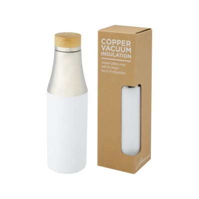Hulan Бутылка объемом 540 мл с вакуумной изоляцией из меди и бамбуковой крышкой, белый-0