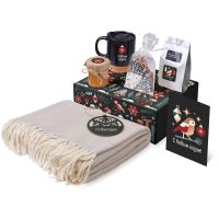 Подарочный набор c пледом, кружкой и вареньем, черный