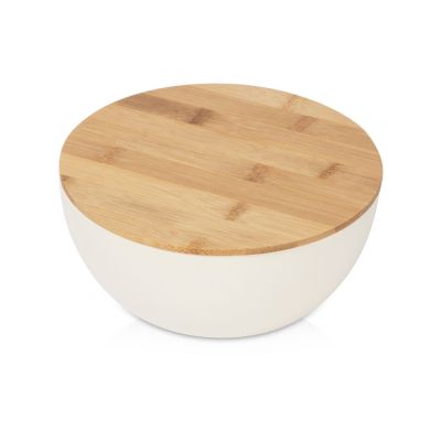 Салатник Bowl с бамбуковой крышкой, бежевый-0