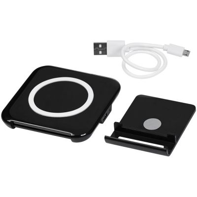 Беспроводная зарядка-подставка для смартфона Catena, черный-4