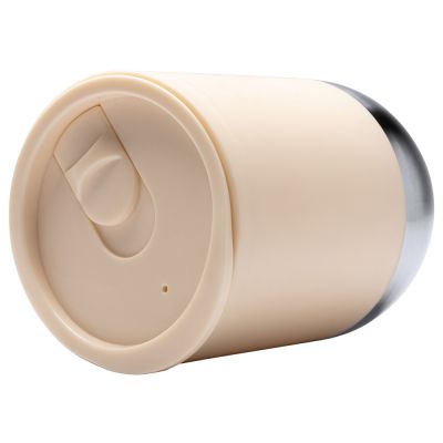 Термокружка LINDE с двойными стенками из переработанного полипропилена, бежевый-4