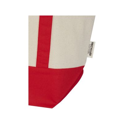 Sam эко- сумка из переработанного хлопка, сертифицированного согласно GRS, плотностью 320 г/м² - Красный / Натуральный-4