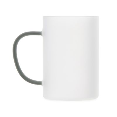 Стеклянная матовая кружка Акцент с цветной ручкой для сублимации, черный-2