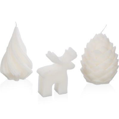 Свечи на подставке Олень, шишка, елочка-2