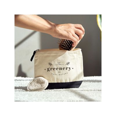 Косметичка DOEL из хлопка плотностью 280 г/м2, бежевый/черный-2