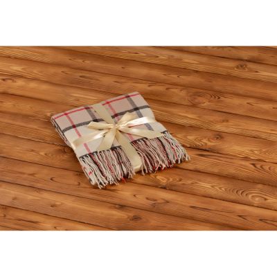 Плед акриловый в клетку Tartan, бежевый-5