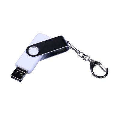 USB-флешка на 64 ГБ поворотный механизм, c двумя дополнительными разъемами MicroUSB и TypeC, белый-1