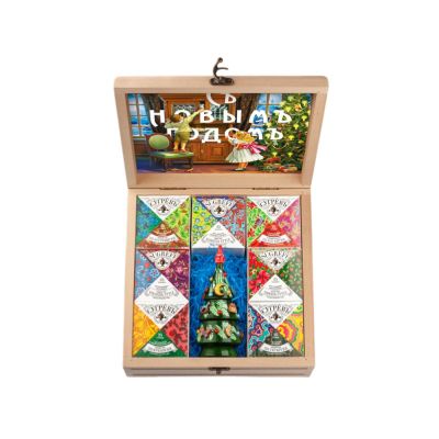 Подарочный набор Народы России с чаем и вареньем в деревянной шкатулке без лого-2