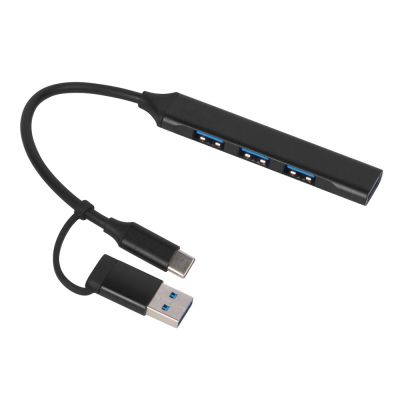 USB-хаб Link с коннектором 2-в-1 USB-C и USB-A, 2.0/3.0, черный-0