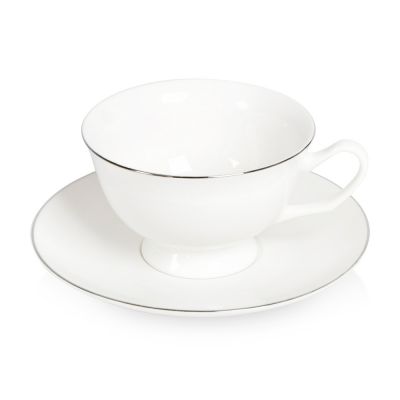 Чайная пара с серебрянной каймой, 200мл-0