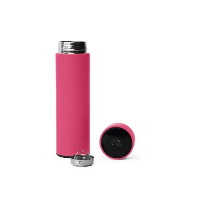 Термос FAMILY MARK LED, soft touch (Розовый)-2