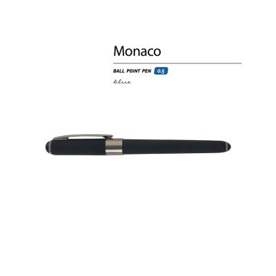 Ручка пластиковая шариковая Monaco, 0,5мм, синие чернила, черный/вороненая сталь-1