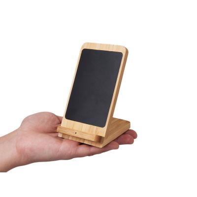 Беспроводное зарядное устройство 2-в-1 с подсветкой лого Reedia S4, 15 Вт, бамбук, черный-6