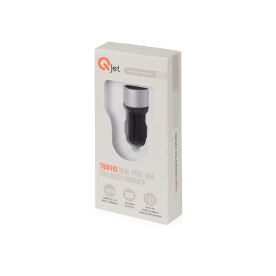 Адаптер автомобильный USB с функцией быстрой зарядки QC 3.0 TraffIQ, черный/серебристый-5