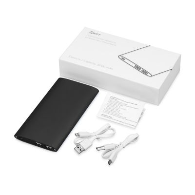 Портативное зарядное устройство Джет с 2-мя USB-портами, 8000 mAh, черный-4