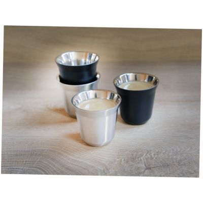 Duo набор чашек для эспрессо из нержавеющей стали, сертифицированный согласно RCS, 80 мл - Серебряный-2