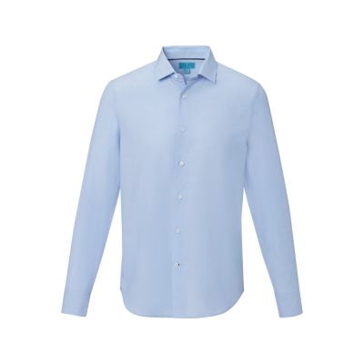 Cuprite Мужская рубашка с длинным рукавом, изготовленная из натуральных материалов, которые отвечают стандарту GOTS - Светло-синий-1