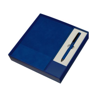 Набор блокнот в гибкой обложке А5 и металлическая шариковая ручка Nabokov, синий-1