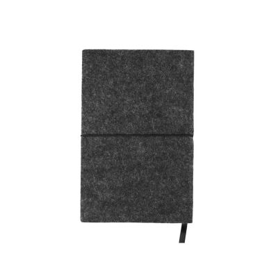 Блокнот из RPET-фетра А5 Felt, гибкая обложка, 80 листов 70 гр/м2 белой бумаги, темно-серый-2