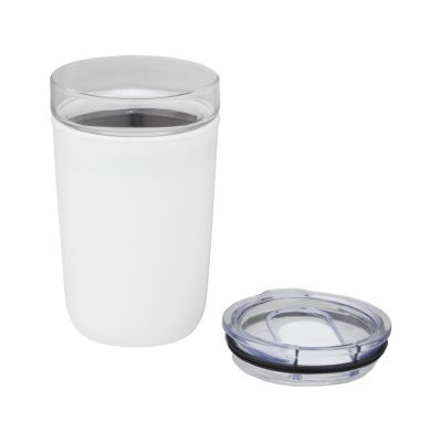 Bello, стеклянная кружка объемом 420 мл с внешней стенкой из переработанного пластика, белый-2