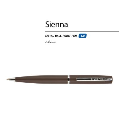 Ручка Sienna шариковая  автоматическая, коричневый металлический корпус soft-touch, 1.0 мм, синяя-1