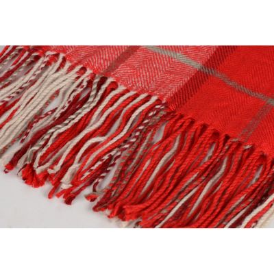 Плед акриловый в клетку Tartan, красный-1
